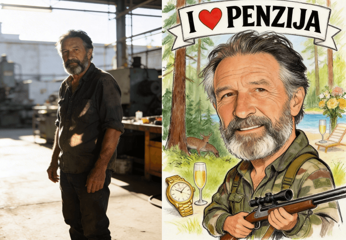 Primer karikature za upokojitev - moški