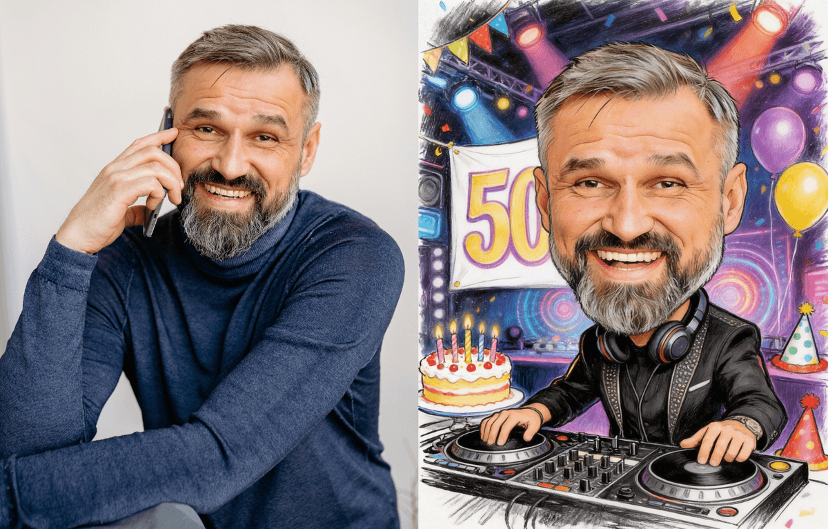 Primer humoristične karikature za brata