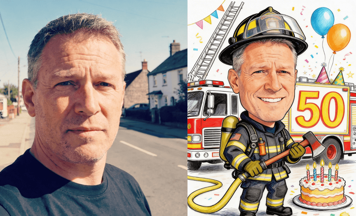 Primer karikature za očeta za 50. rojstni dan