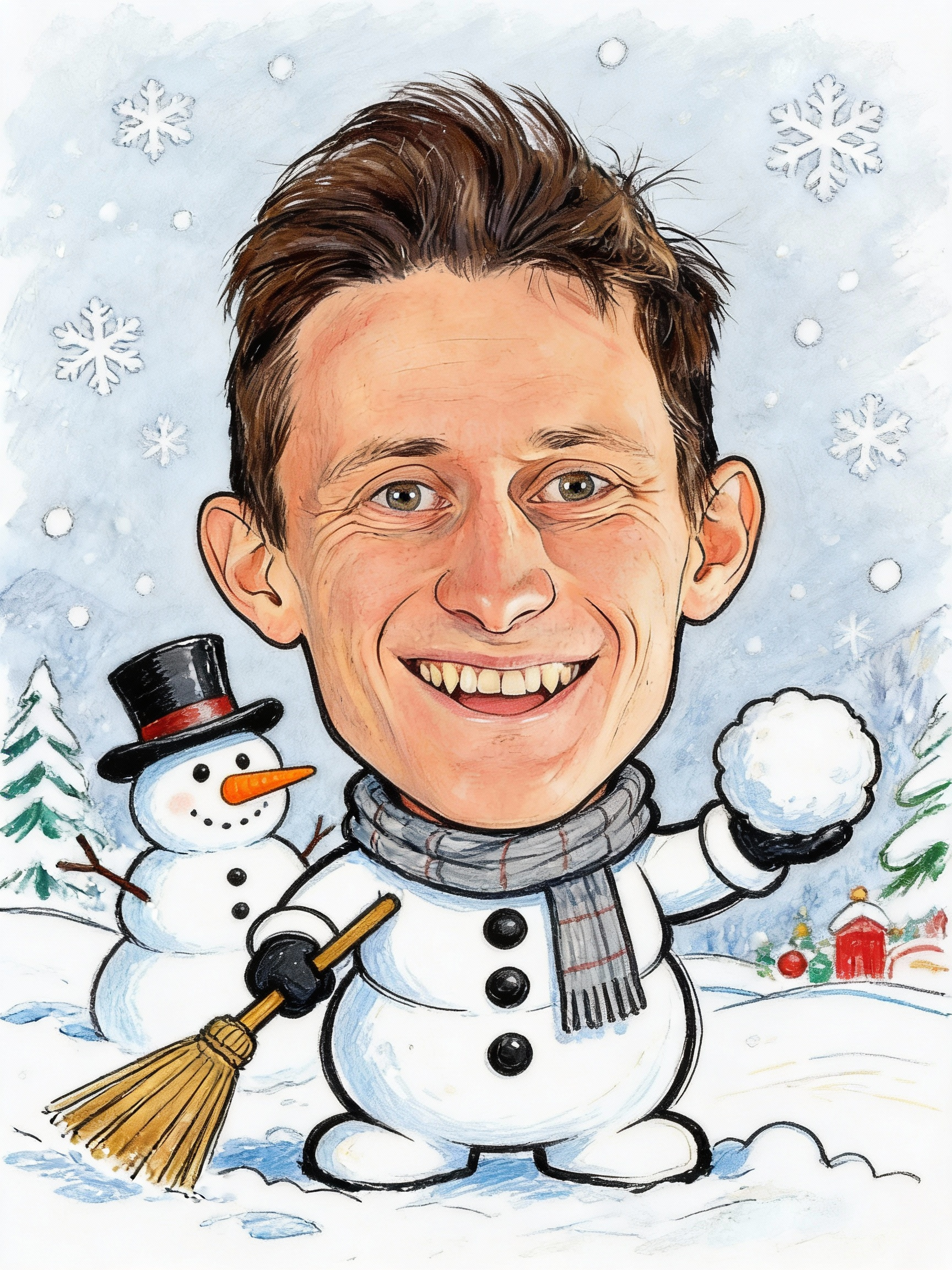 Primer božične karikature: Snežak